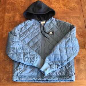 Vans Womens Boom Boom Quilted Bomber Jacket with Hood Blue Size XS